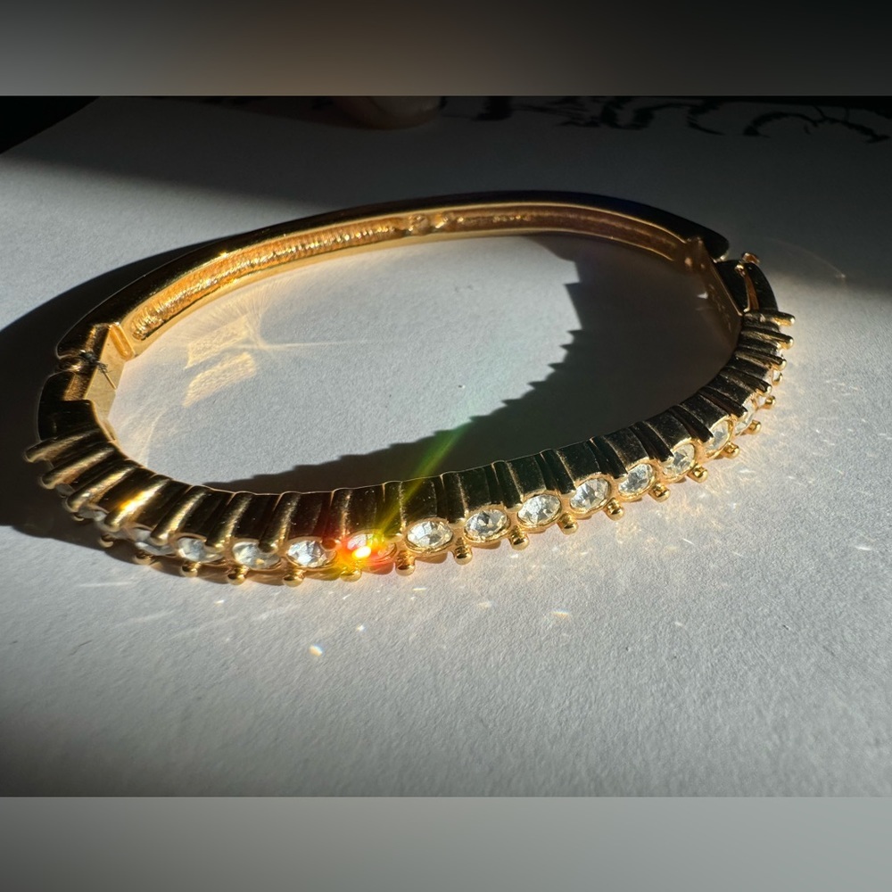 SWAROVSKI gold tone crystal bangle bracelet